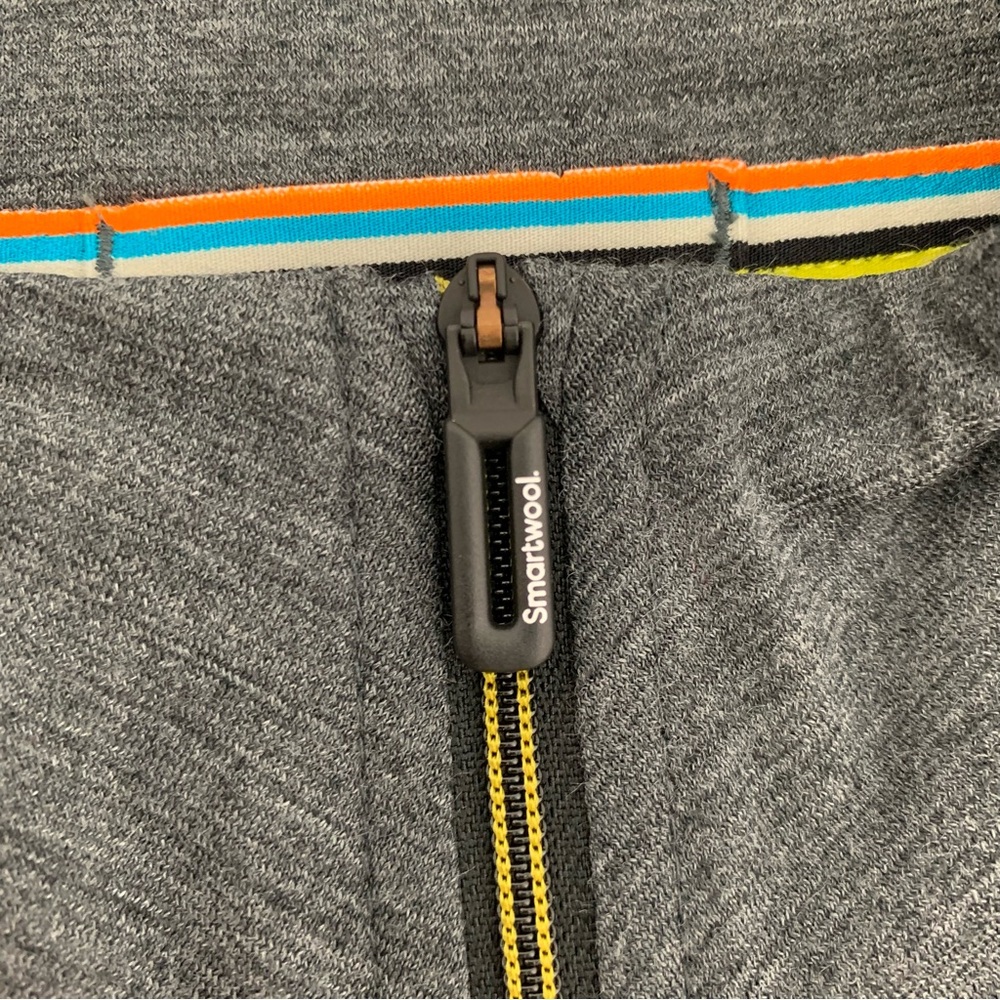 Smartwool Base Layer Long Sleeves Shirt 1/4 Zip Merino Sport 150 XL Gray Yellow - Picture 9 of 15